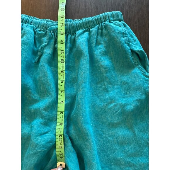 Flax Heathered Turquoise Linen Wide Leg Cropped Pants Size M - Picture 6 of 7